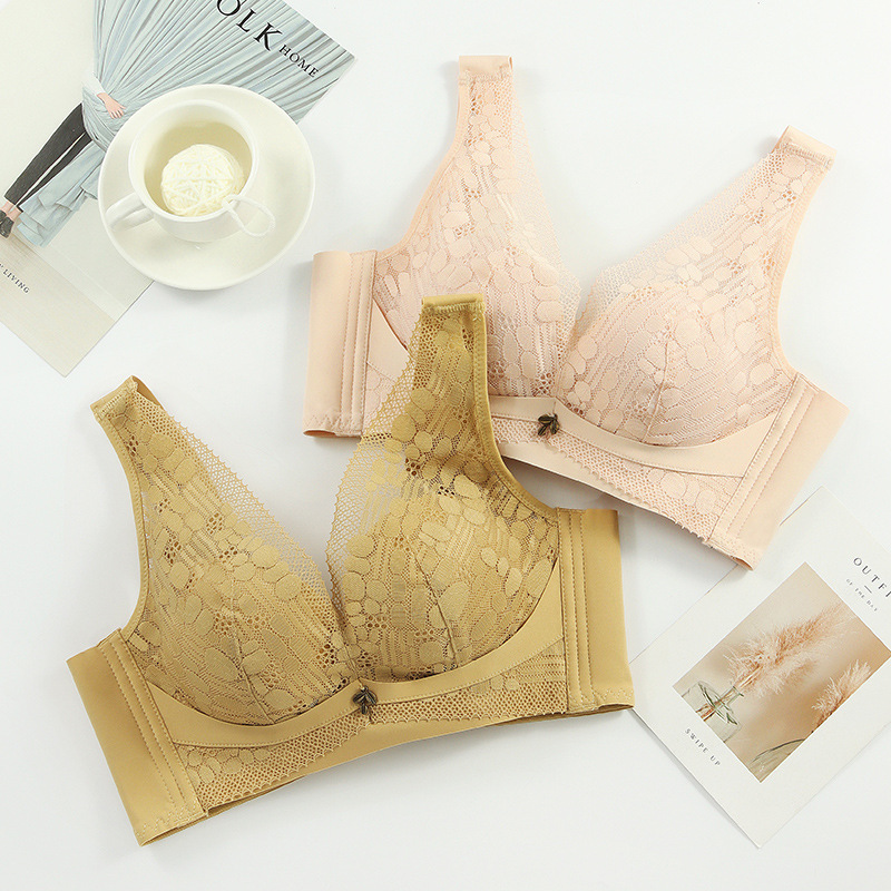 Spring And Summer New Non-Underwire Push-Up Underwear Thick Non-Magnetic Lace Adjustment Vest Bra