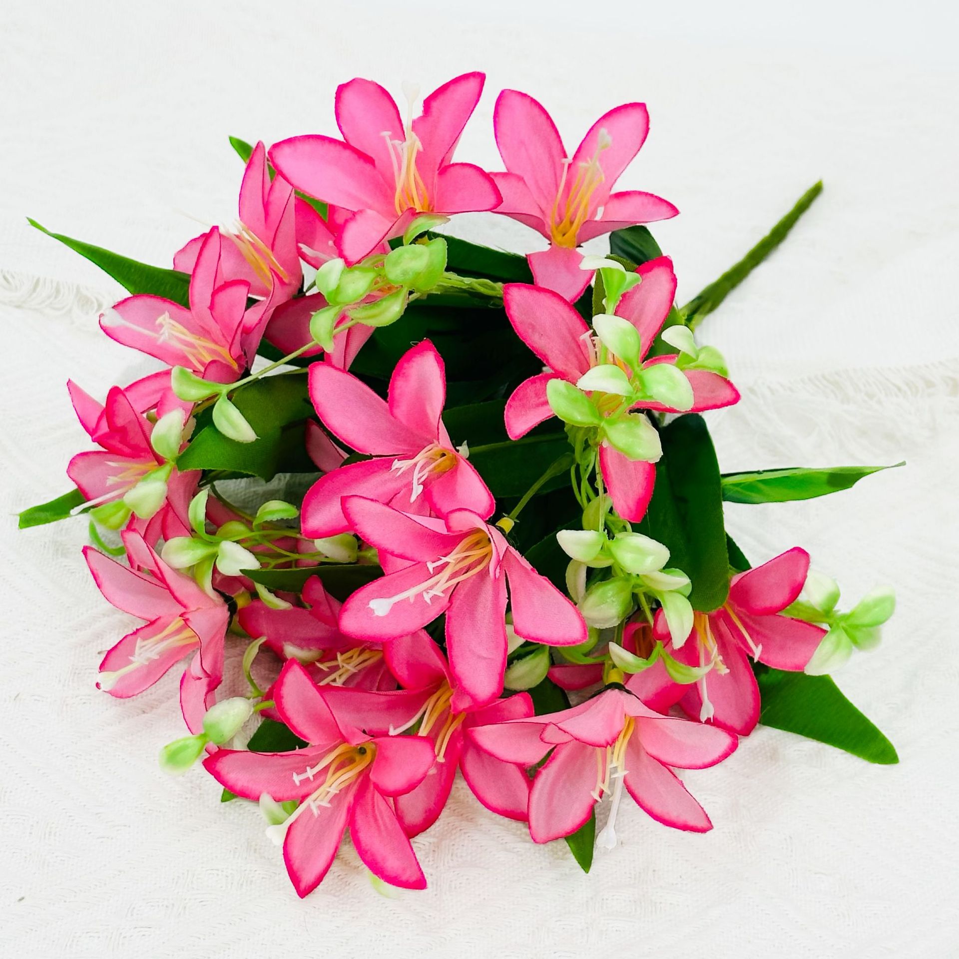 Spot Wholesale Many Small Lily Small Bunch Pot Artificial Flower Fake Flower Home Decoration Photography Props Silk Flower Specification drawing
