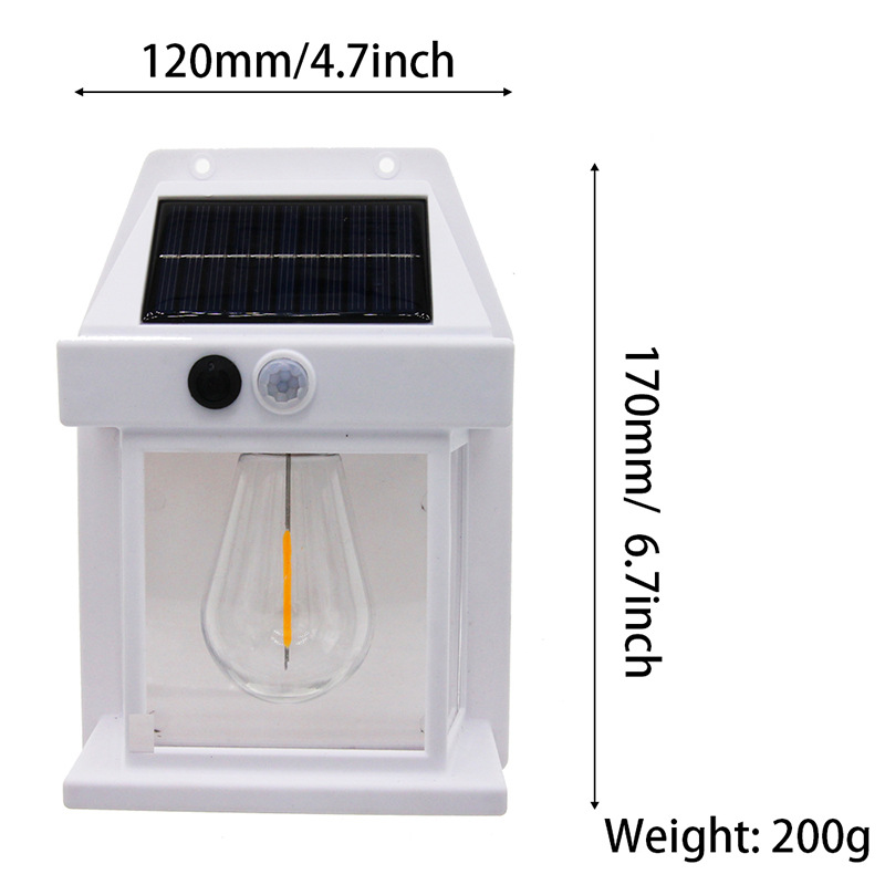 New Outdoor Solar Wall Light Outdoor Waterproof Tungsten Light Induction Garden Light Garden Villa Night Light Lighting Specification drawing