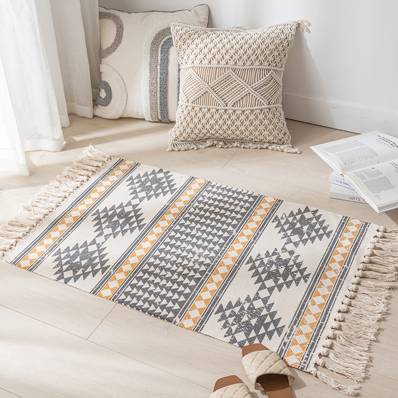 A Generation Of Foreign Trade Carpet National Wind Cotton Woven Mat Geometric Pattern Bedroom Fringe Bed Blanket Item Picture
