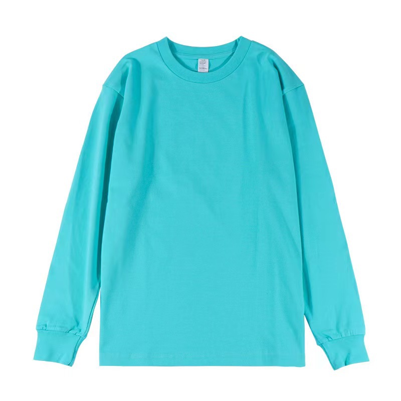 New 250g heavy-duty pure cotton long-sleeved round-neck T-shirt for men's fashion brand casual loose top, versatile and all-rounder with digital print Item Picture