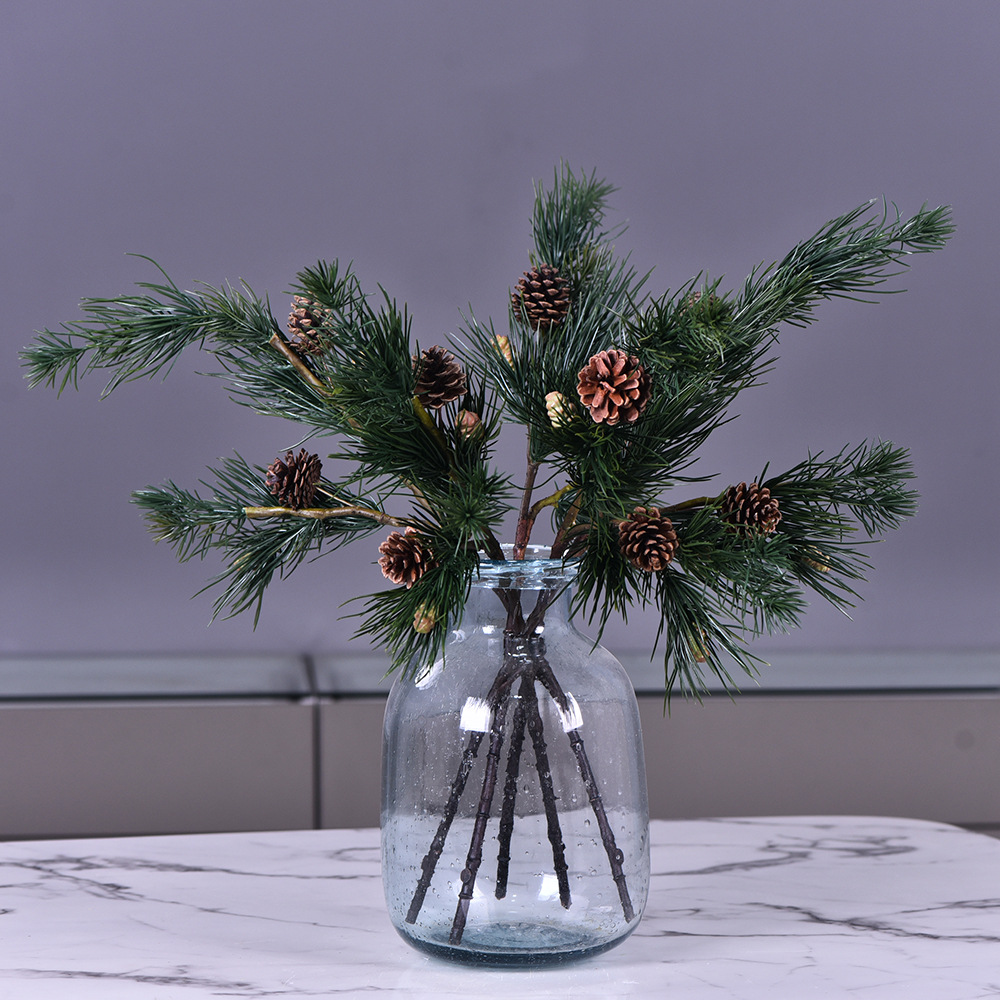 Lanjin source factory goods, artificial natural pinecones, pine branches, Christmas decorations, artificial pine needles, high-end artificial green plants wholesale, artificial leaves, artificial plants, artificial peach blossoms, large green plant landscaping, micro-landscape paintings Application Scenario