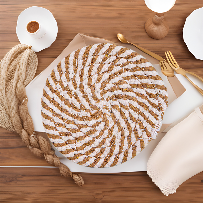 北欧ins棉餐垫砂锅垫厨房餐桌加厚隔热垫圆形垫子编织茶杯垫茶垫