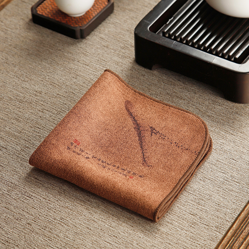 Chinese-style thickened cotton and linen tea towel, small tea table, absorbent towel, Zen tea cloth, rag pad, tea table accessories Specification image