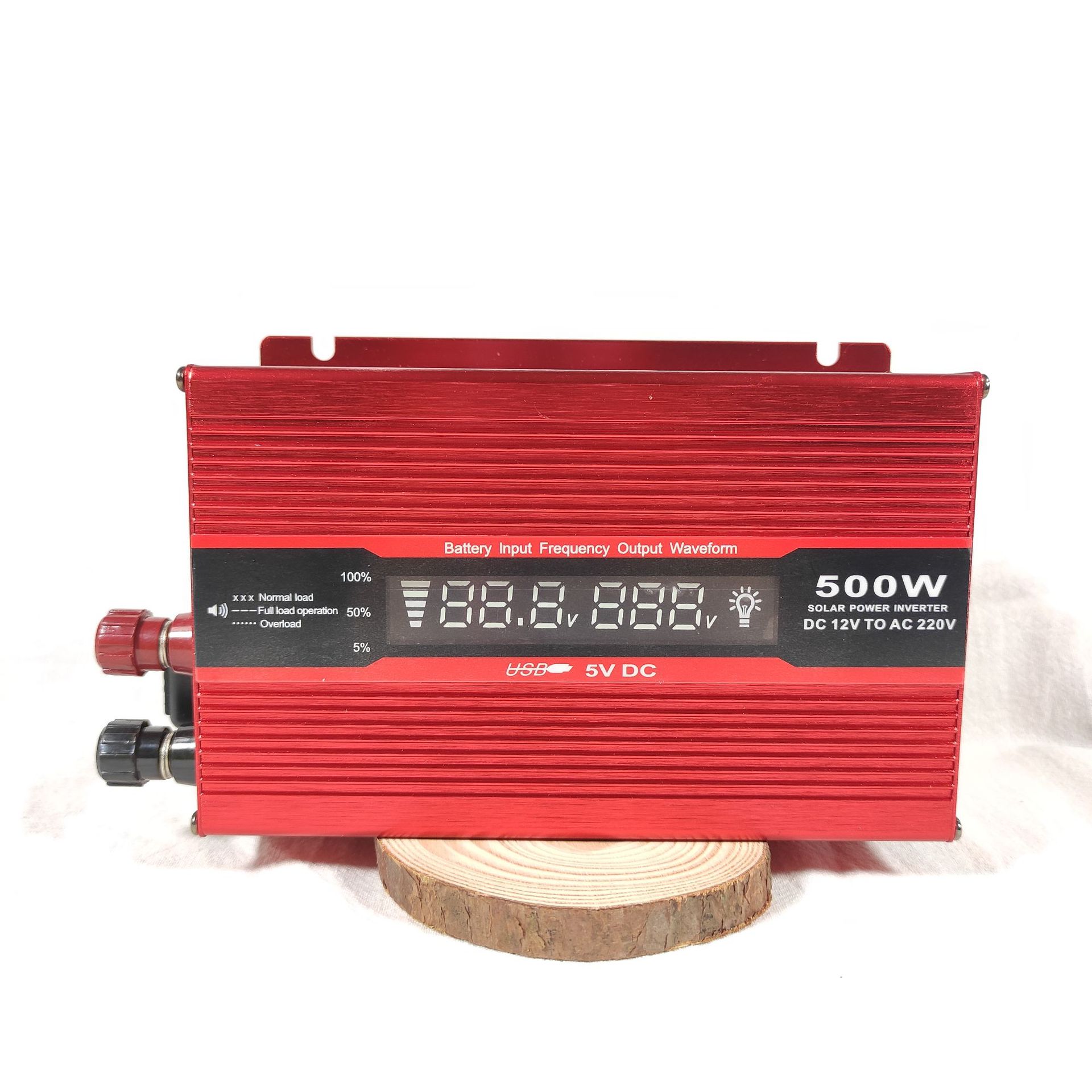 工厂新品 红色修正波逆变器500W 12V 220V外置保险丝 带LED显示屏