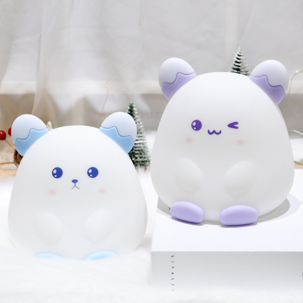 Night light plug-in patting light, cute cream rabbit gift, creative light, silicone sensor seven-color warm light little rabbit light Application Scenario