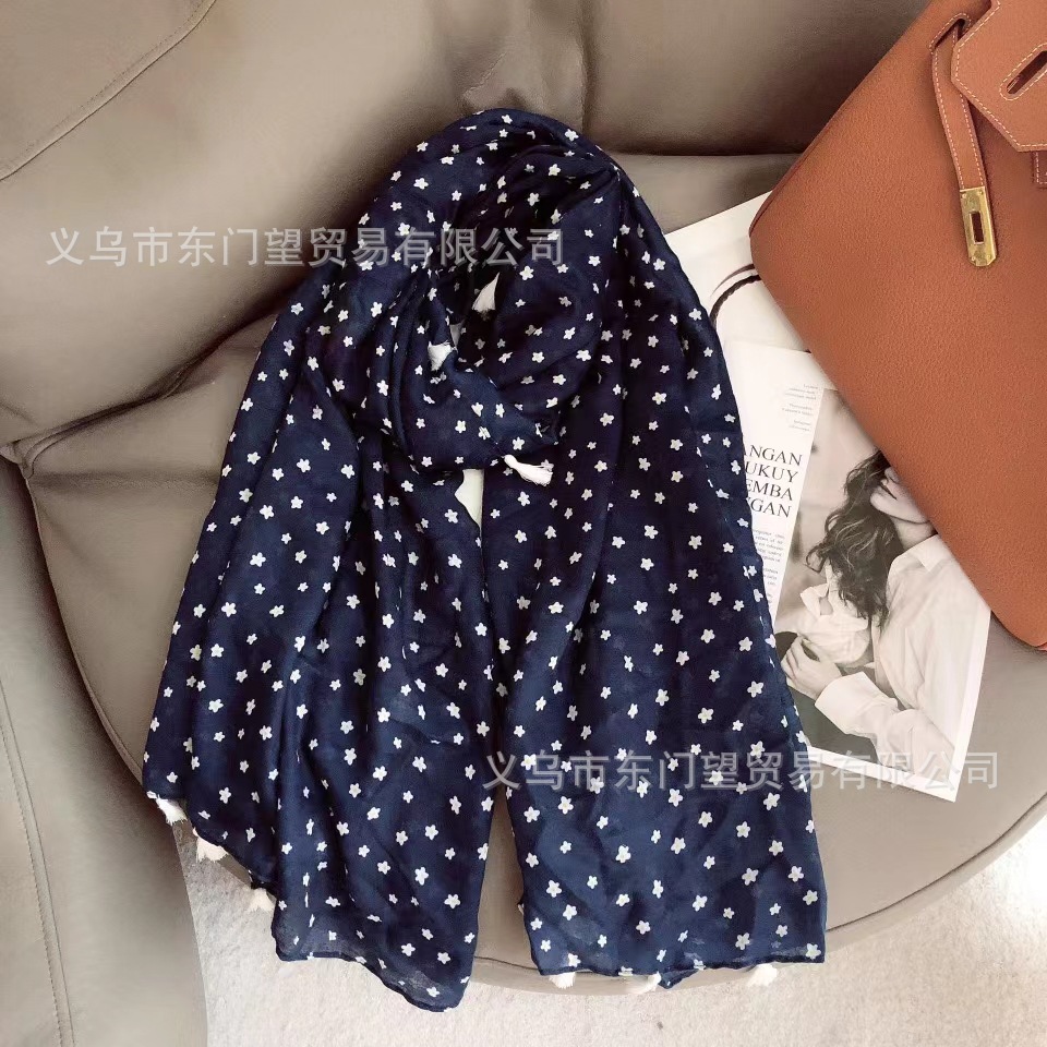 Dongmenwang New Scarf Printed Shawl Colorful Animal Flower Pattern Gauze Scarf Hanging Beard Long Scarf Can Be Customized details Picture