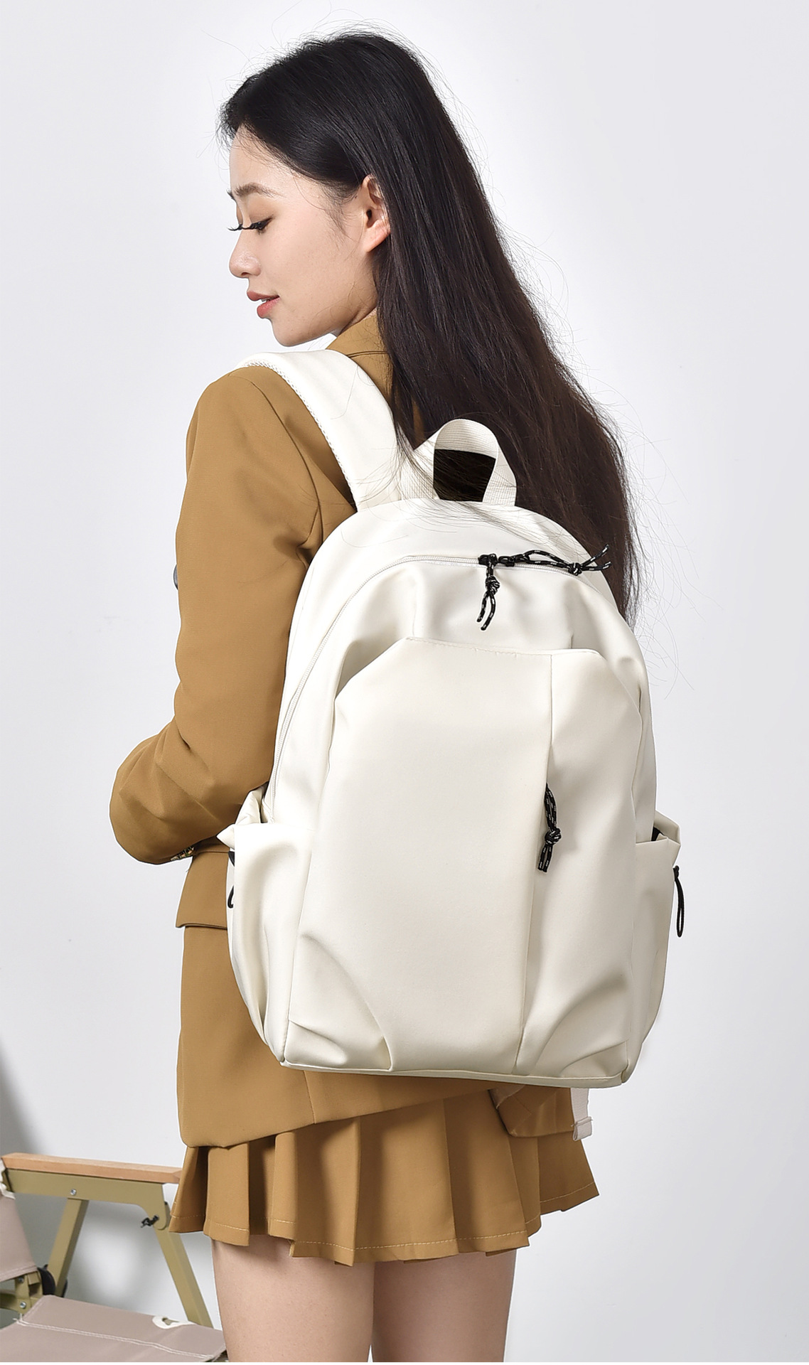 双肩包女大容量学生书包男简约校园背包时尚潮电脑包牛津布旅行袋详情4