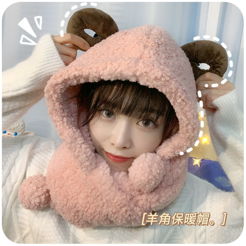 Factory wholesale of cute winter hats, all-in-one women's pullover with masks, warm cycling electric bike scarves and windproof fur