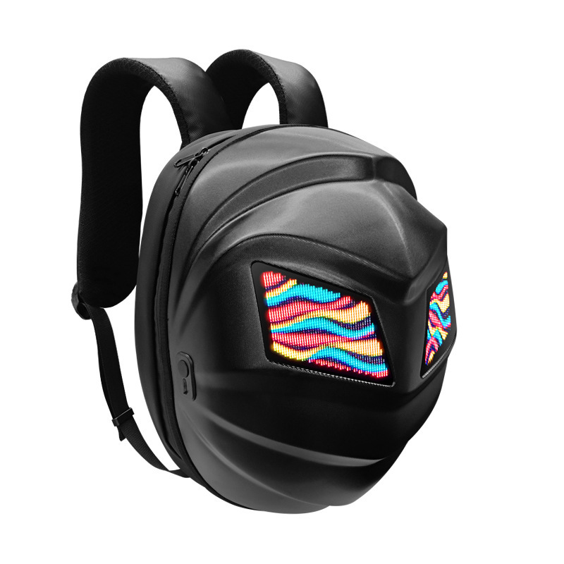 Cross-Border New Black Knight Riding Backpack Led Motorcycle Backpack Waterproof Motorcycle Riding Helmet Backpack Backpack Item Picture