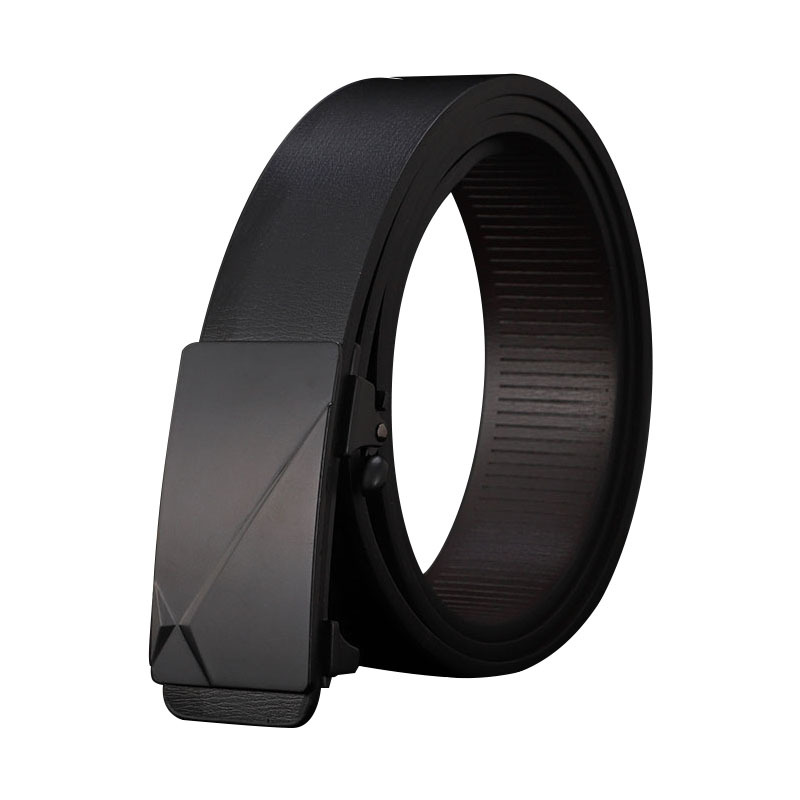 Manufacturers Direct Toothless Automatic Buckle Belt Men's Leather Laser Logo Business Leisure Belt Wholesale Male Hair Item Picture