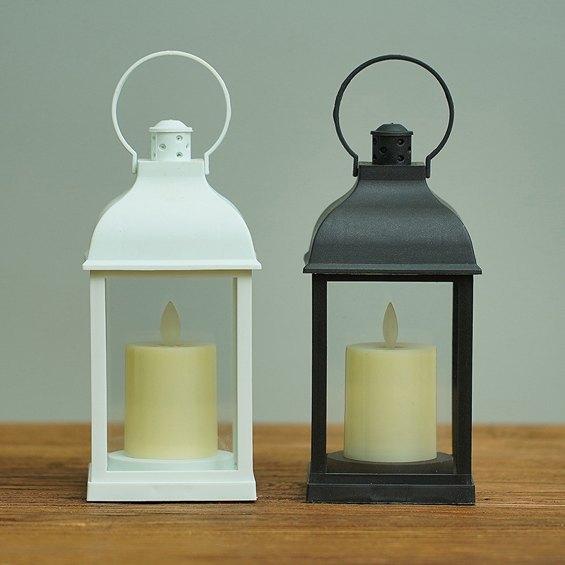 Creative Wind Lamp Small Lantern Electronic Candle Lamp Candle Holder Retro Square Simulation Candle Christmas Candle Decoration Span Application Scenario