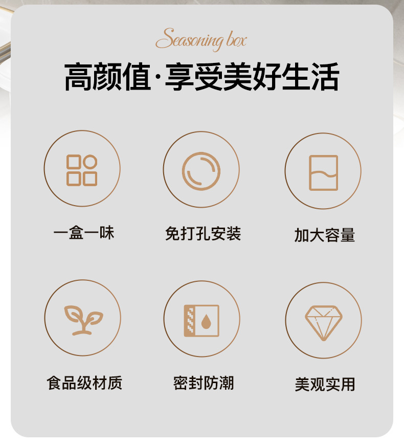 调料盒壁挂家用厨房调味料收纳盒墙挂调味瓶罐密封佐料盐罐调料罐详情2