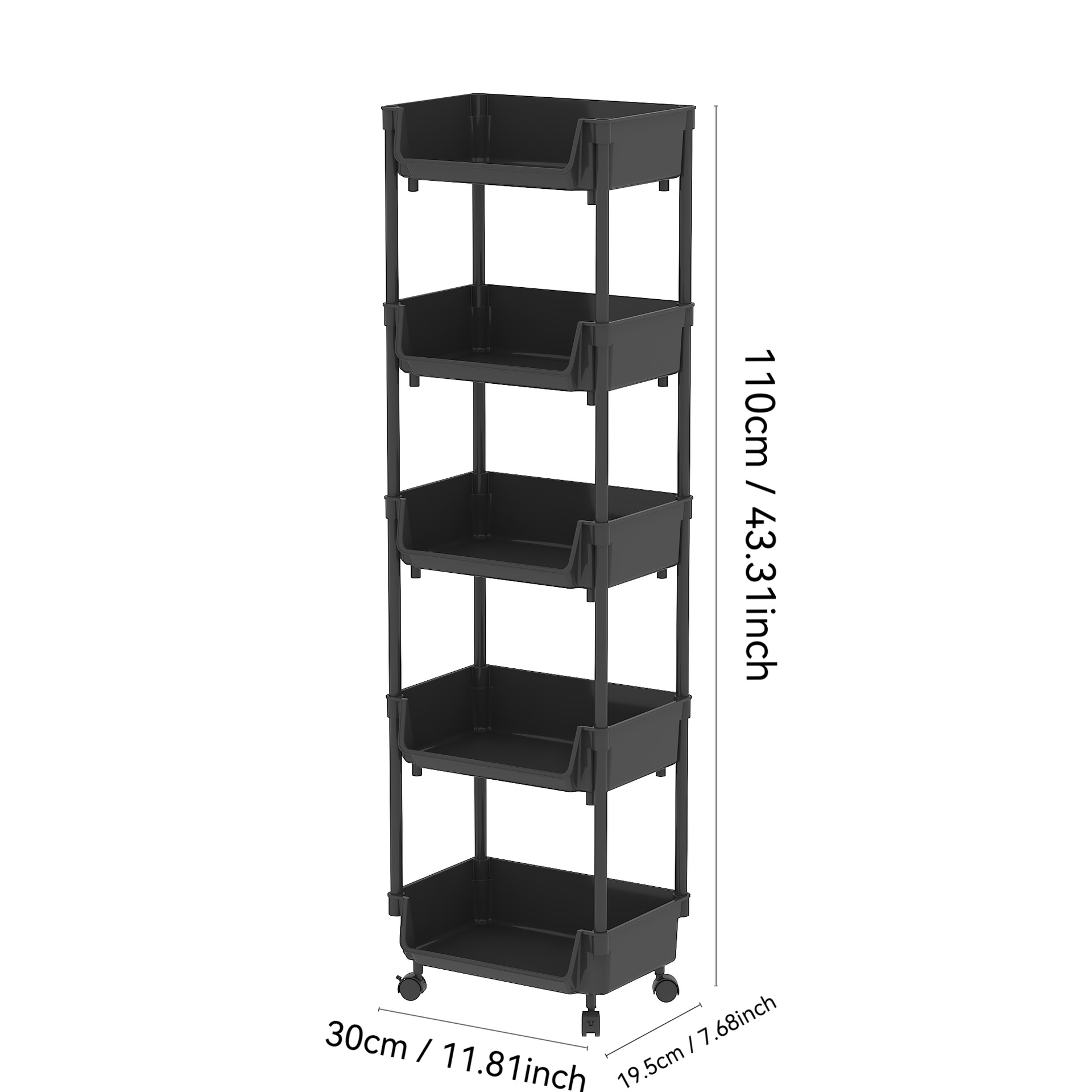 New cross-border best-selling small trolley storage rack, multi-layer large-capacity kitchen and bedroom storage rack, plastic wheeled mobile Item Picture