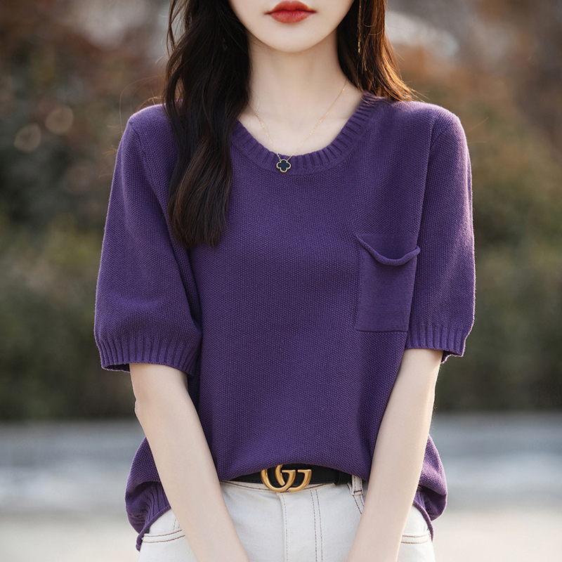 女装/衣服/T恤女/修身显瘦t恤女/真丝产品图