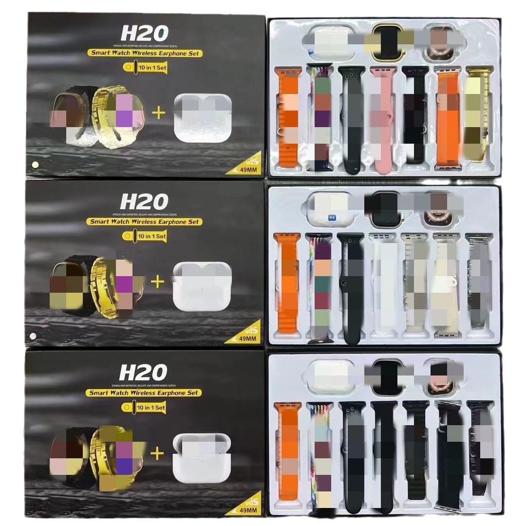 Huaqiangbei Cross-border H20 10in1 Smartwatch Bluetooth Call 10in1 Smartwatch Bluetooth Headset Set