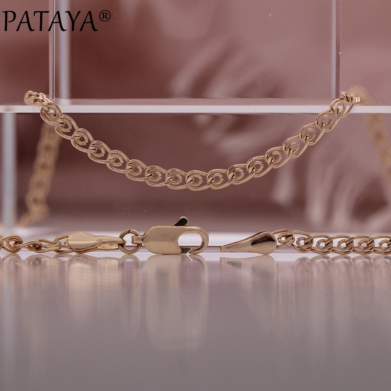 PATAYA585 rose gold genuine gold color retention electroplating fashionable Italian-style copper bracelet and necklace matching Specification image