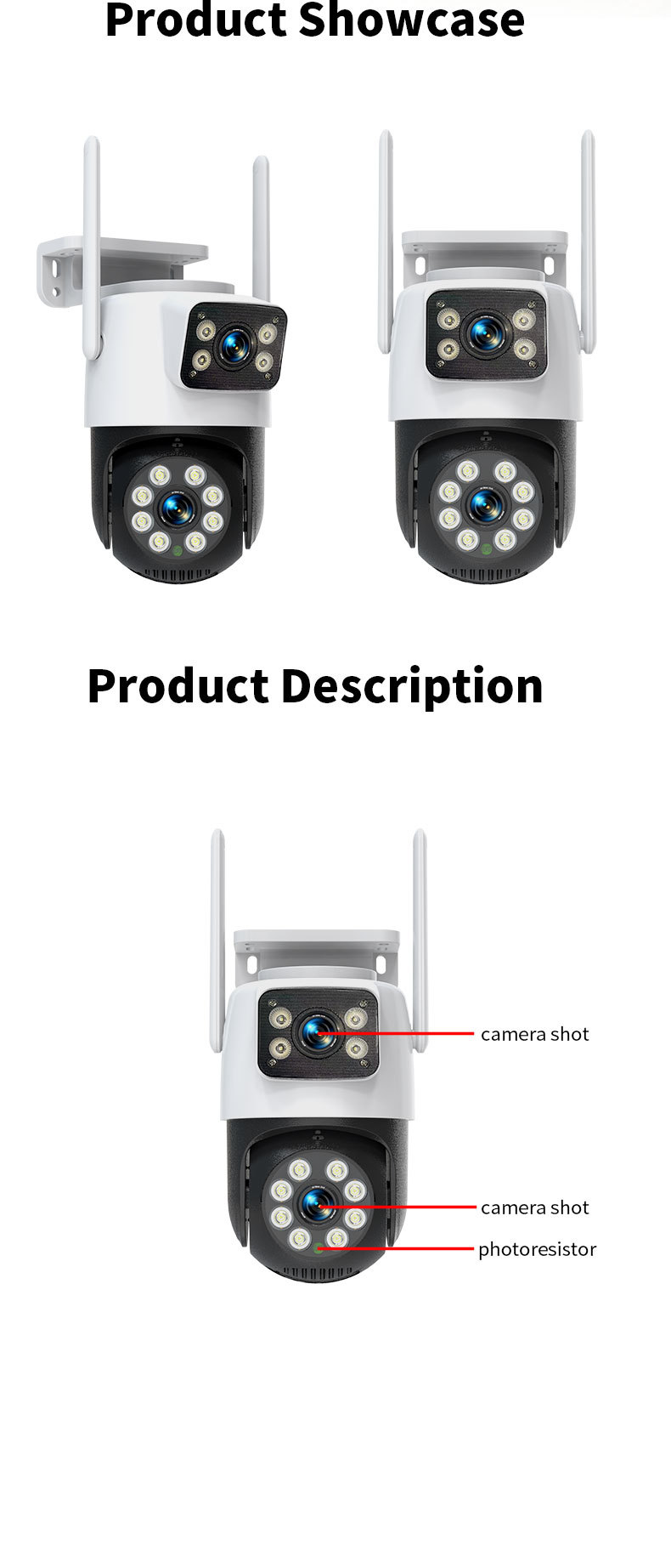 Cross-border home wifi dual-lens surveillance camera, indoor and outdoor waterproof wireless monitor, high-definition night vision pic 11