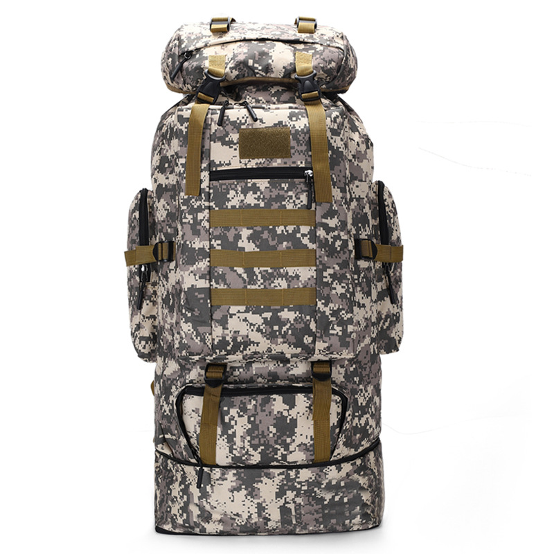 Cross-border 100L large-capacity, high-waterproof camouflage outdoor camping and hiking bag, men's and women's travel and sports backpack Specification image