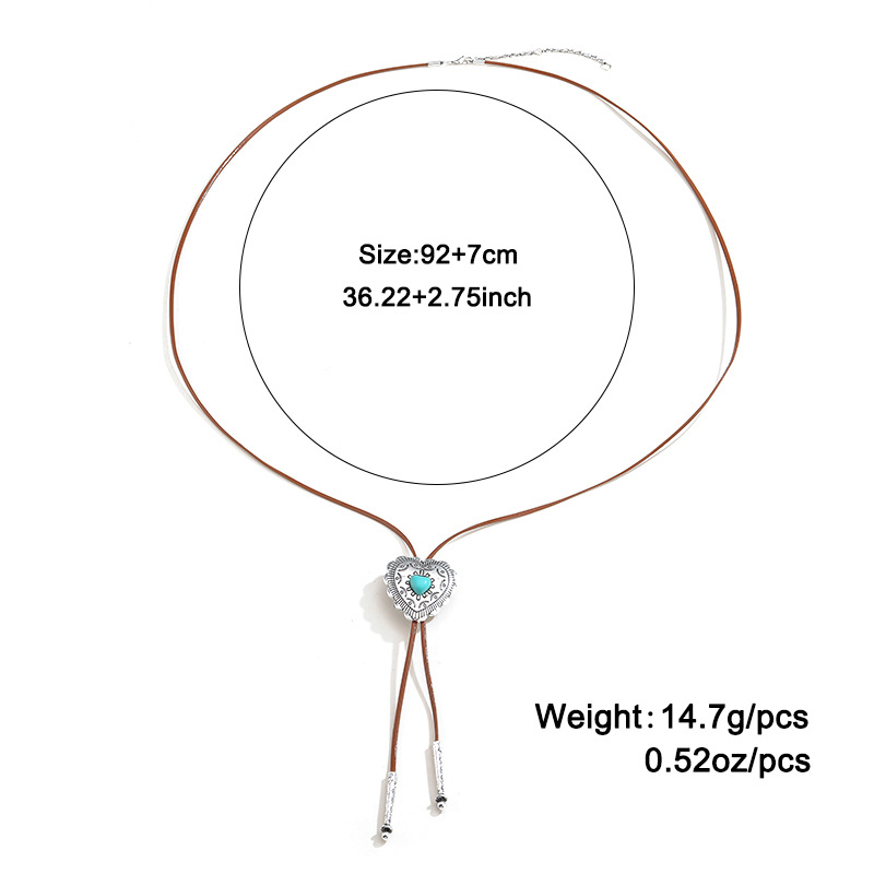 Kenjie American Retro Turquoise Cross Necklace Cross-Border Fashion Leather Rope Non-Fading Retro Love Sweater Chain Application Scenario