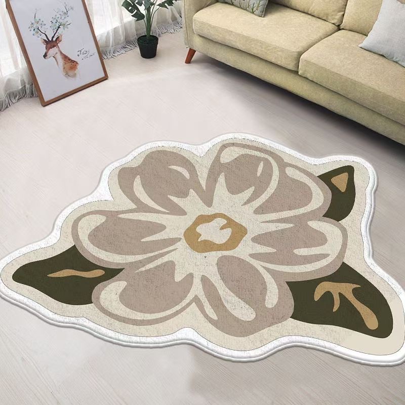 Thickened cashmere 3D patterned anti-slip bathroom mat, irregular living room and bedroom bedside carpet, washable dry foot mat details Picture
