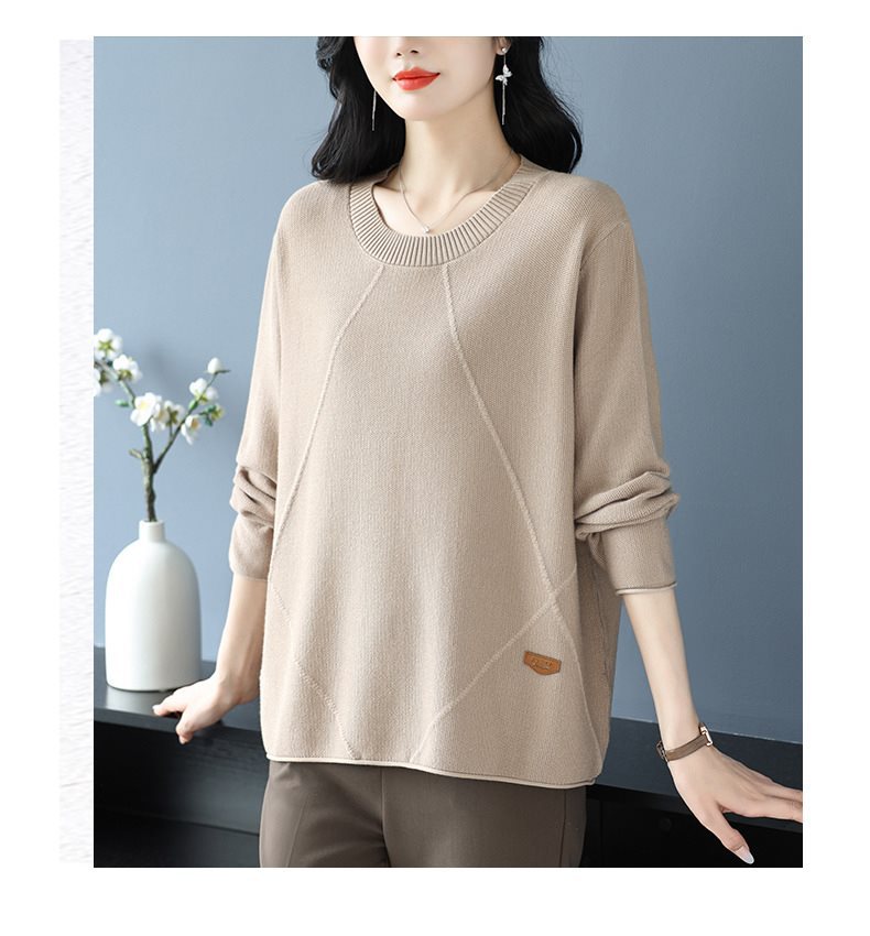 圆领针织打底衫秋冬时尚气质2024年新款女士毛衣宽松显瘦大码上衣详情19