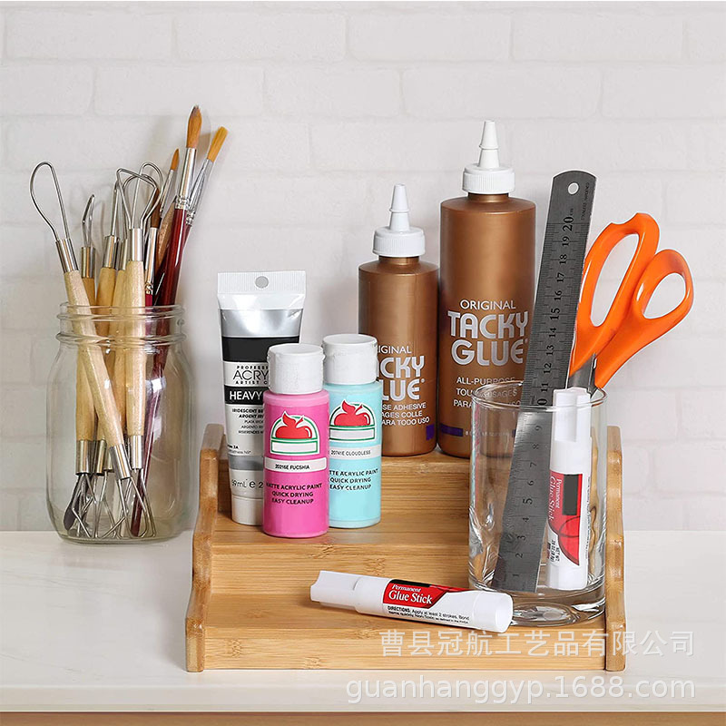 竹木桌面置物架调料架 木制三层调味料收纳整理架 可伸缩架子