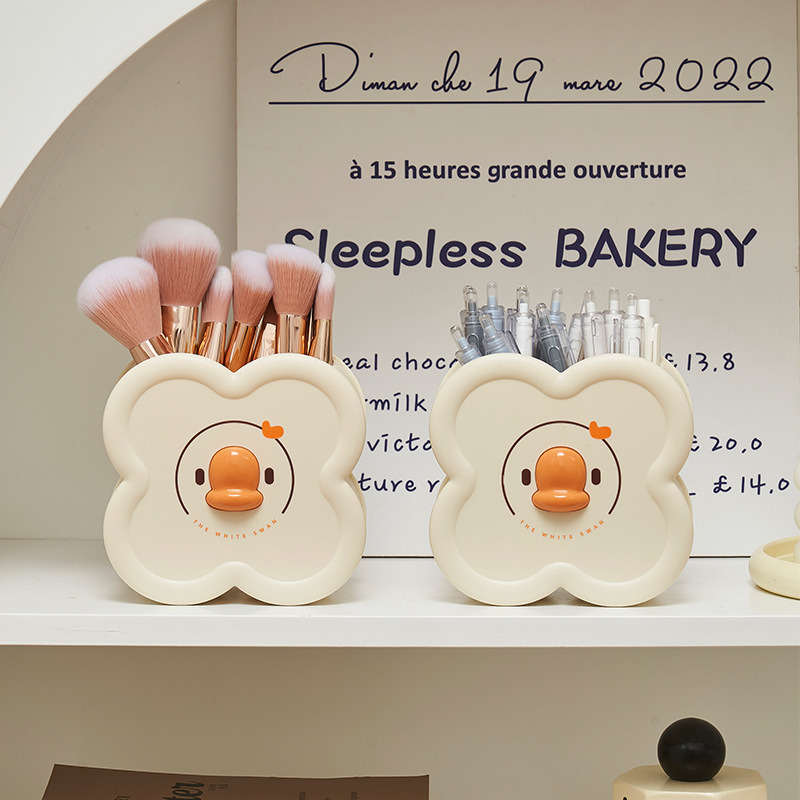 Three-dimensional cute goose makeup brush storage box
