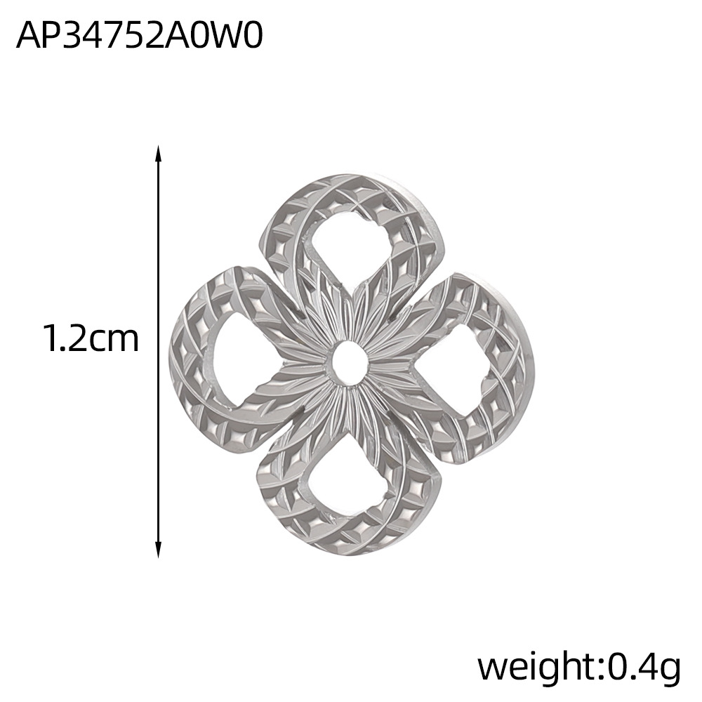 Cross-border best-selling stainless steel pendant texture pattern round plate heart four-leaf clover diy bracelet necklace accessory pic 40