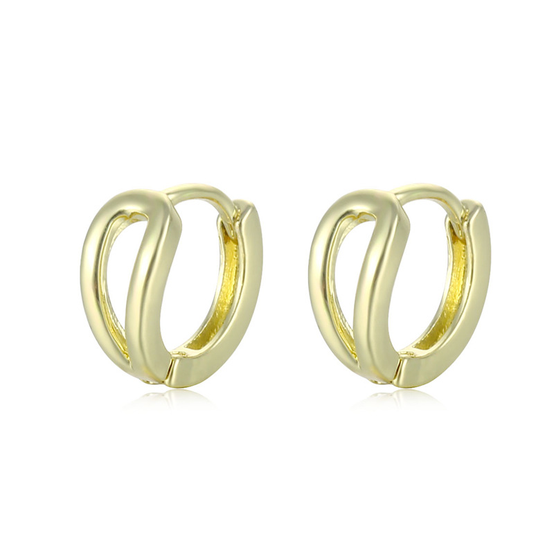 Copper Plated 18K Gold Simple And Compact Hollow Earbuckle Hipster Female Ins Cold Wind Earrings Korean Network Red Hip Hop Earrings Female Popular Jewelry Fashion Earrings Korean Version