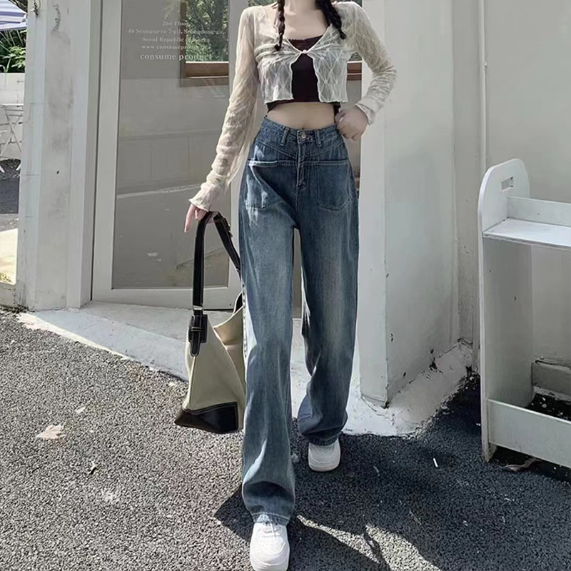 Summer New Fashion Wide Leg High Waist Jeans High Stretch Thin Cover Meat Wide Leg Pants Women's Pants Drop Mopping Pants Item Picture