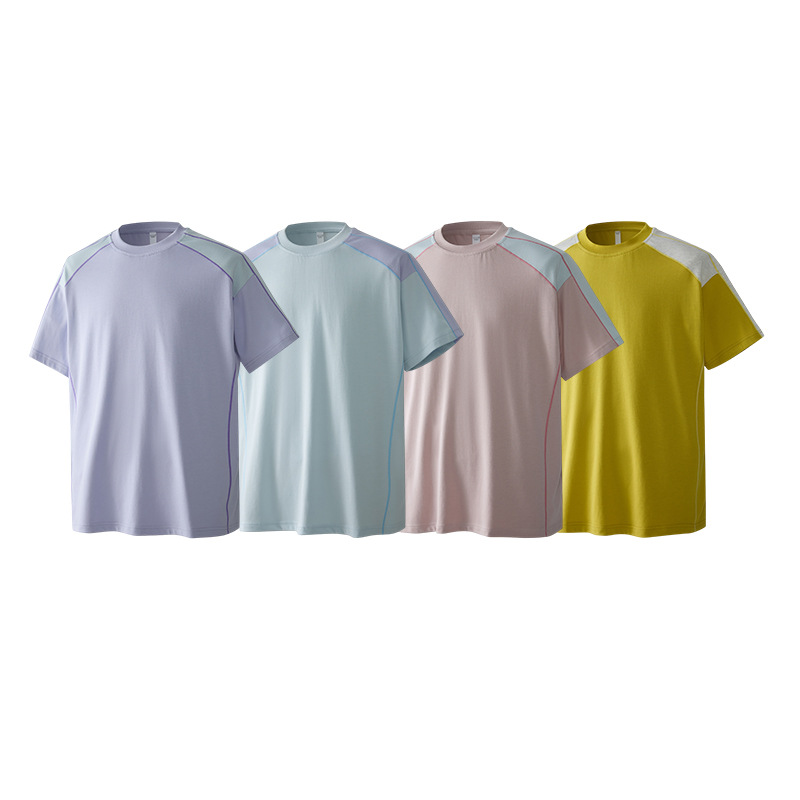IZEXX trendy brand sweat-absorbing and quick-drying sports T-shirt for men, a lightweight, loose, color-blocking short-sleeved, round-neck, cool top for summer Item Picture
