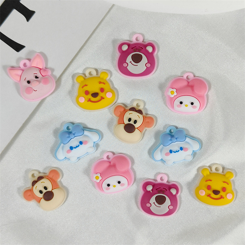 Pvc Cartoon Strawberry Bear Big Ear Dog Piglet Monkey Soft Plastic Pendant Accessories Diy Keychain Pendant Decoration Materials