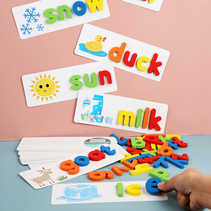 拼单词游戏26字母儿童益智早教卡片拼写拼音教具木制玩具puzzle详情图3