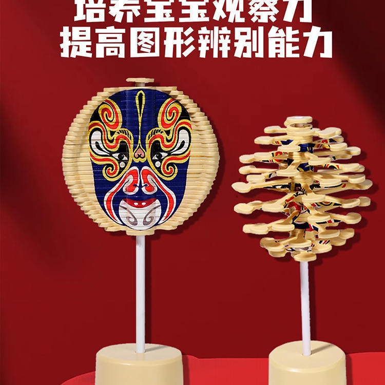 国潮旋转棒糖玩具脸谱儿童ABS减解压益智摆件斐波那契螺旋树国潮
