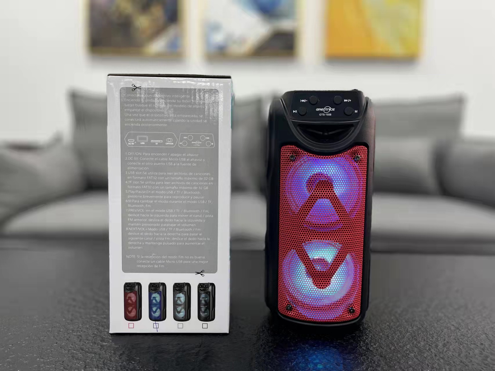 Nuevo GTS-1558 doble 3 pulgadas altavoz bluetooth portátil al aire libre Specification image