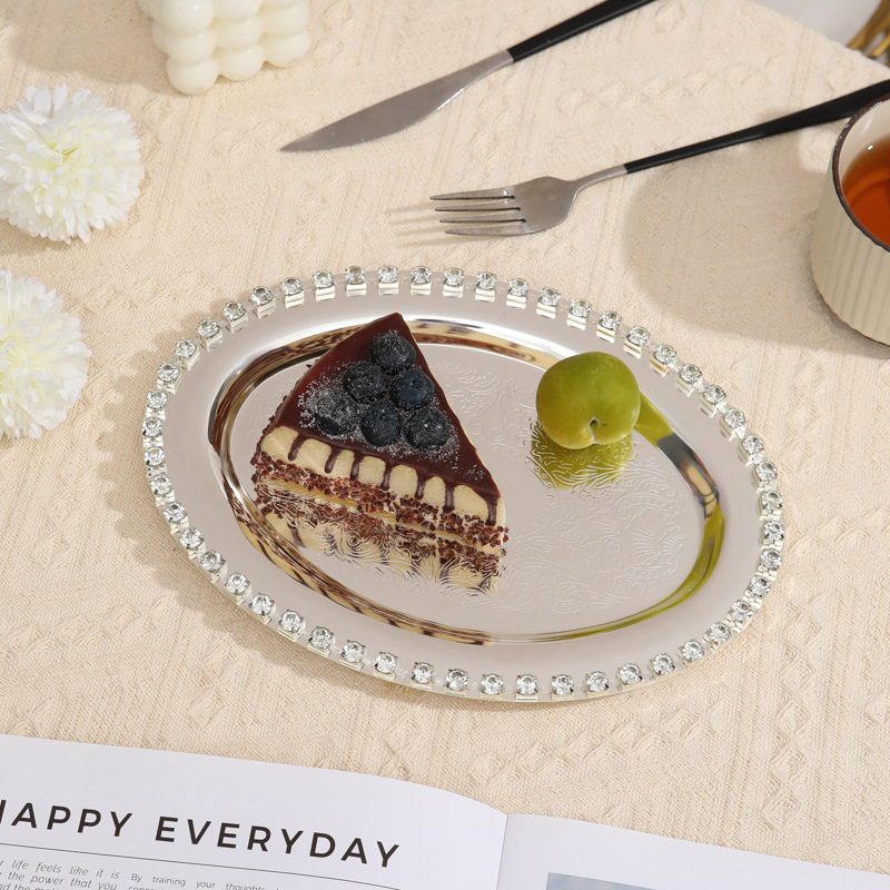 Light Luxury High-End Fruit Plate Delicate Snack Cake Plate European Decoration Home Living Room Table Storage Dessert Plate Specification drawing