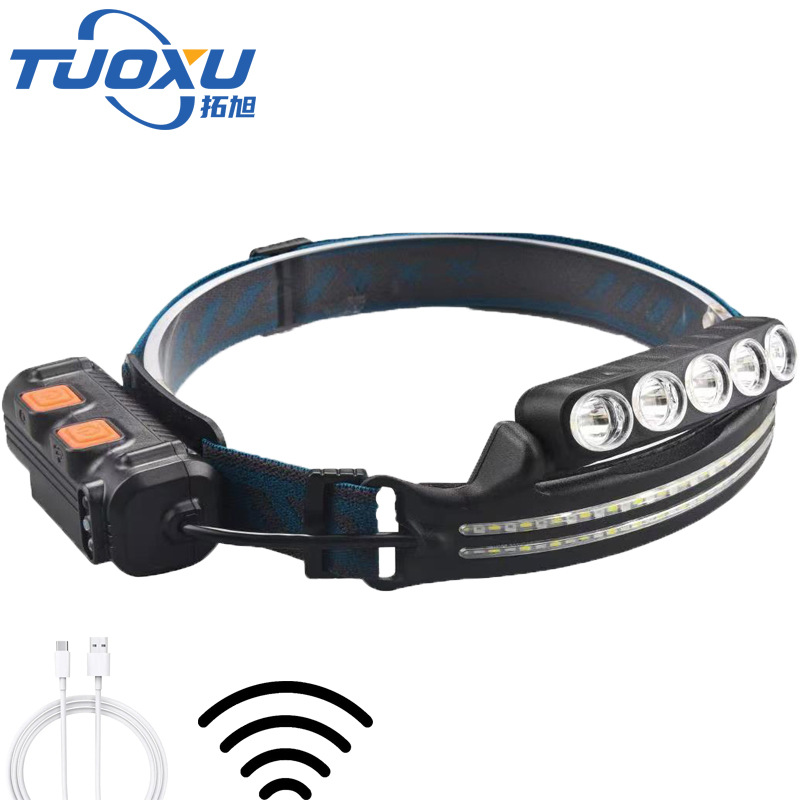 Headlamp strong light charging ultra-bright head-mounted flashlight, night fishing special sensor floodlight cob headband led lighting lamp details Picture