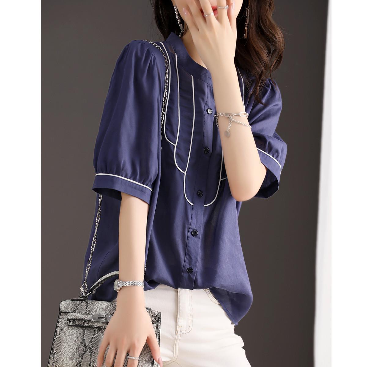 Export Cool Cotton Shirt 2023 Summer New Fashion Casual Shirt Loose Korean Women's Shirt Application Scenario