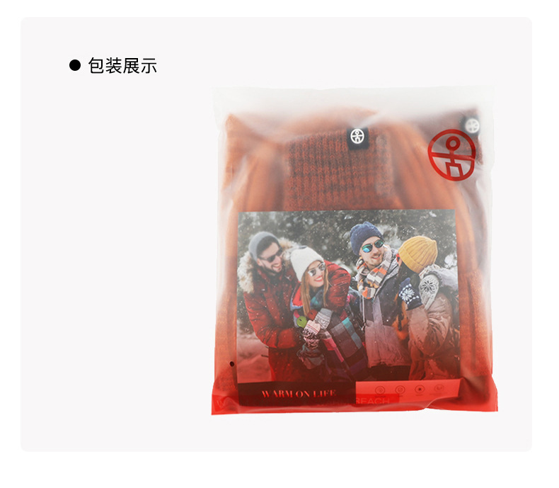 跨境专供冬季户外防寒保暖针织帽子围巾三件套帽子三件套渐变撞色详情25