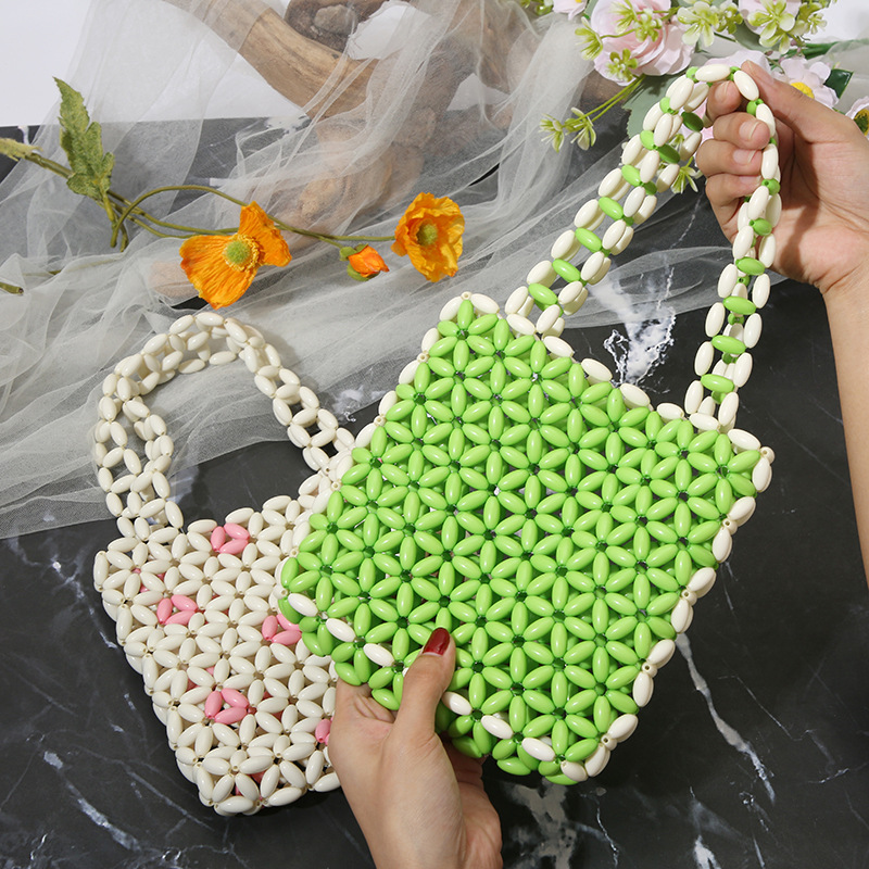 实色珍珠包挎包 镂空DIY串珠包自制作韩版现代简约手提女包现货厂家直销