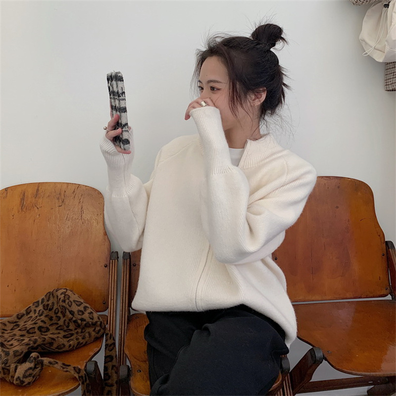 Short zipper sweater cardigan for women, spring new Korean style loose and casual long-sleeved knitted sweater, youthful outerwear for women Specification image