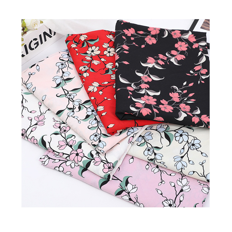 Spring And Summer Small Floral Print Plain Polyester Cloth Dress Fashion Printed Four Sides Of Chiffon Off The Stock Item Picture