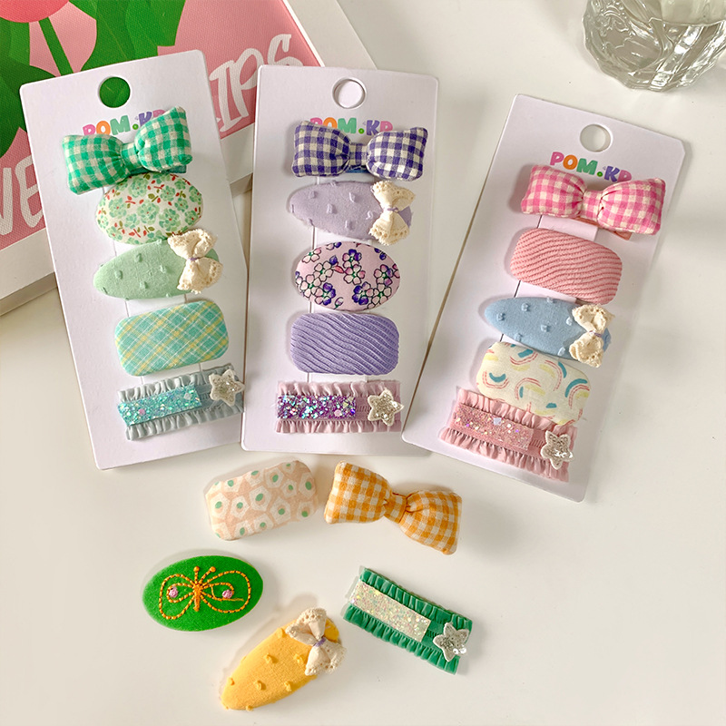 Korean Version Of The New Plaid Bow Children's Cloth Hair Clip Small Fresh Baby Floral Hair Card Girl Hair Clip Headwear Application Scenario