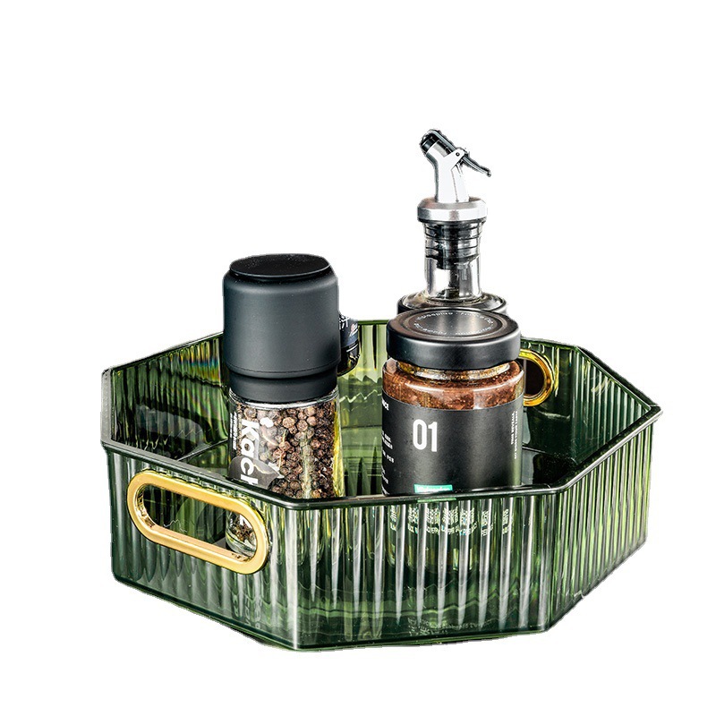 Transparent kitchen multi-functional rotating storage rack, condiment rotating storage box, living room desktop rotating fruit Item Picture