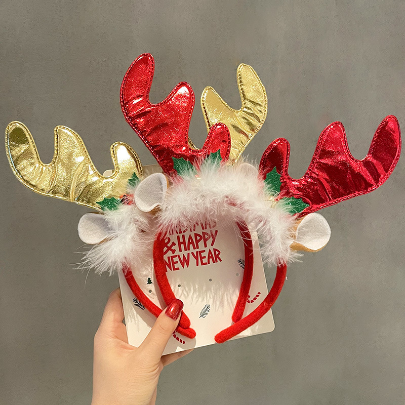 Christmas headbands Children's hair accessories Hair clips Holiday gifts Deer horn hair clips Party Dress up Headbands cos Headaccessories Specification drawing
