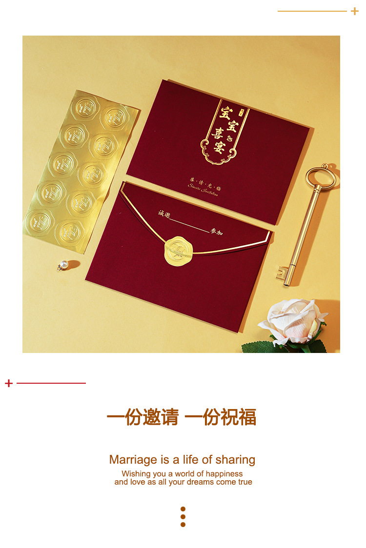 Baby wedding banquet invitation, full moon party, 100-day invitation, 100-day banquet invitation wholesale, invitation letter printing, first birthday pic 3
