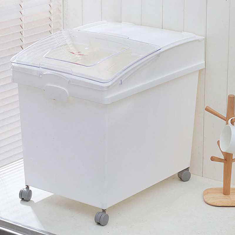 50-jin thick household large rice bucket, moisture-infested sealed flour bucket, flour storage box, flour truck Specification image