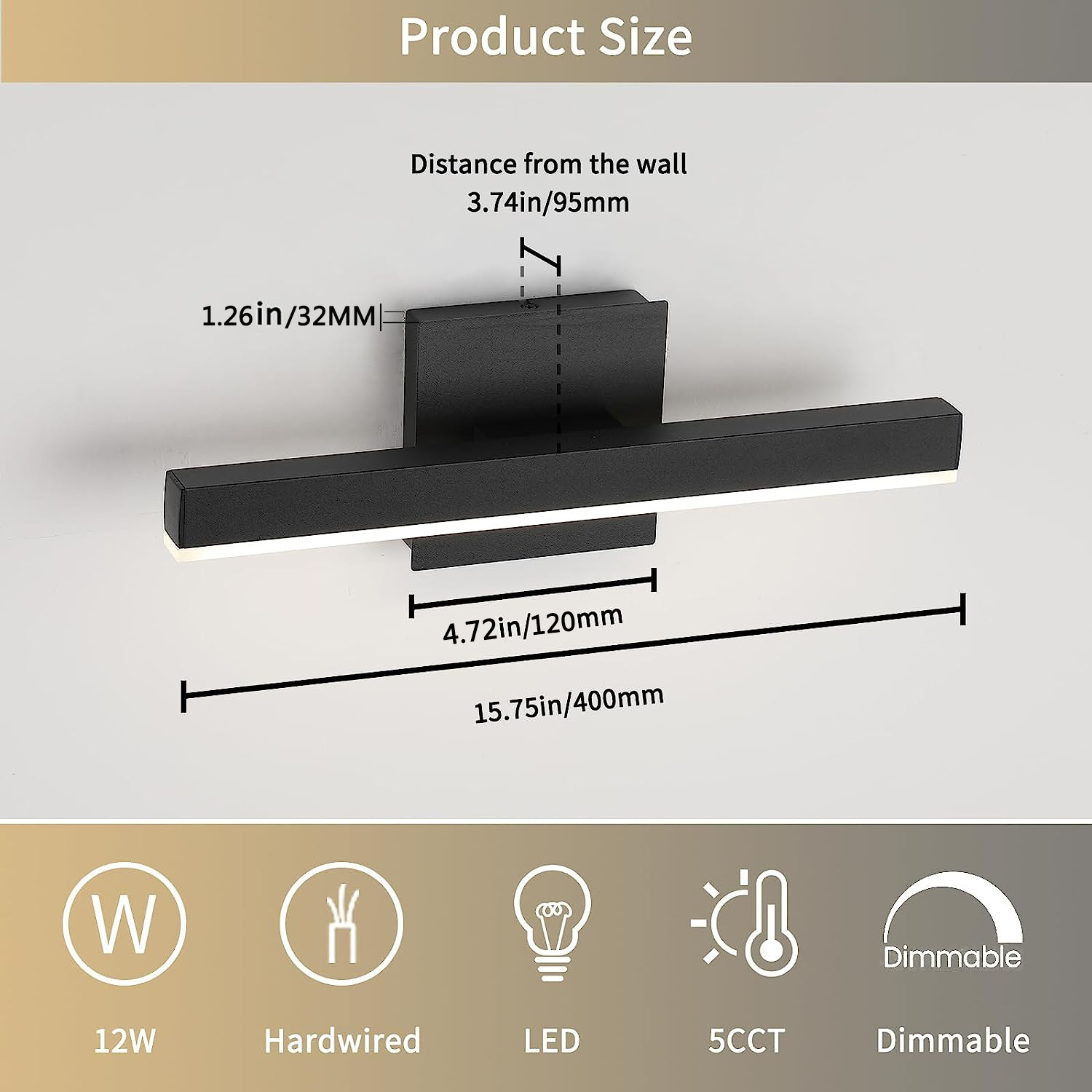 Cross-border exclusive LED bathroom mirror, front light, bathroom lighting, supplementary light, cabinet light Specification image