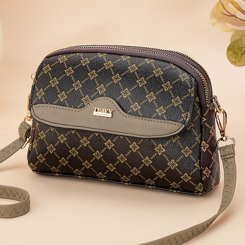 包包女高级感2024跨境外贸斜挎包大容量新款老花时尚气质百搭小包